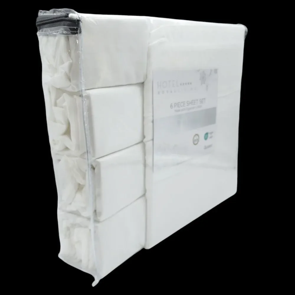 Hotel Royal Living White Queen Sheet Set 6pc 1200 Thread Count‎ Egyptian Cotton